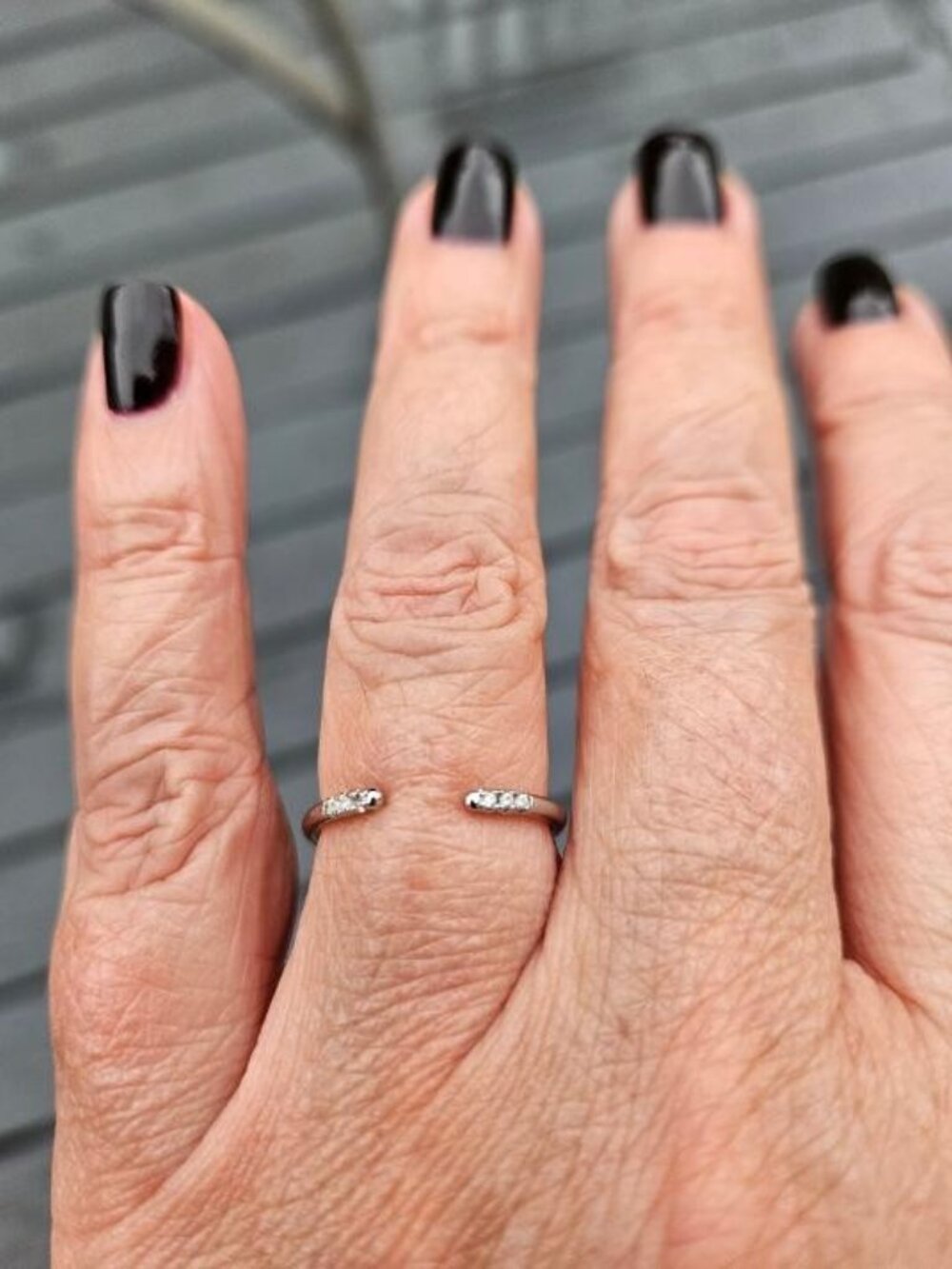 Silver Open Slim Stackable Ring - Picture 3 of 8